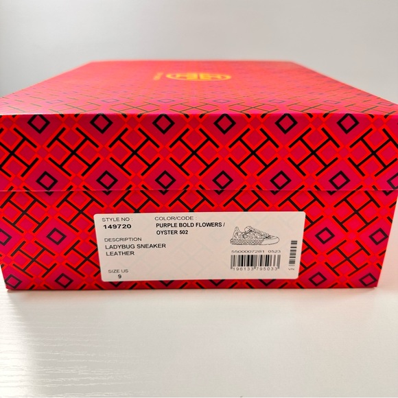 Tory Burch Ladybug Leather Sneaker, Purple Bold Flowers Oyster - Picture 12 of 14